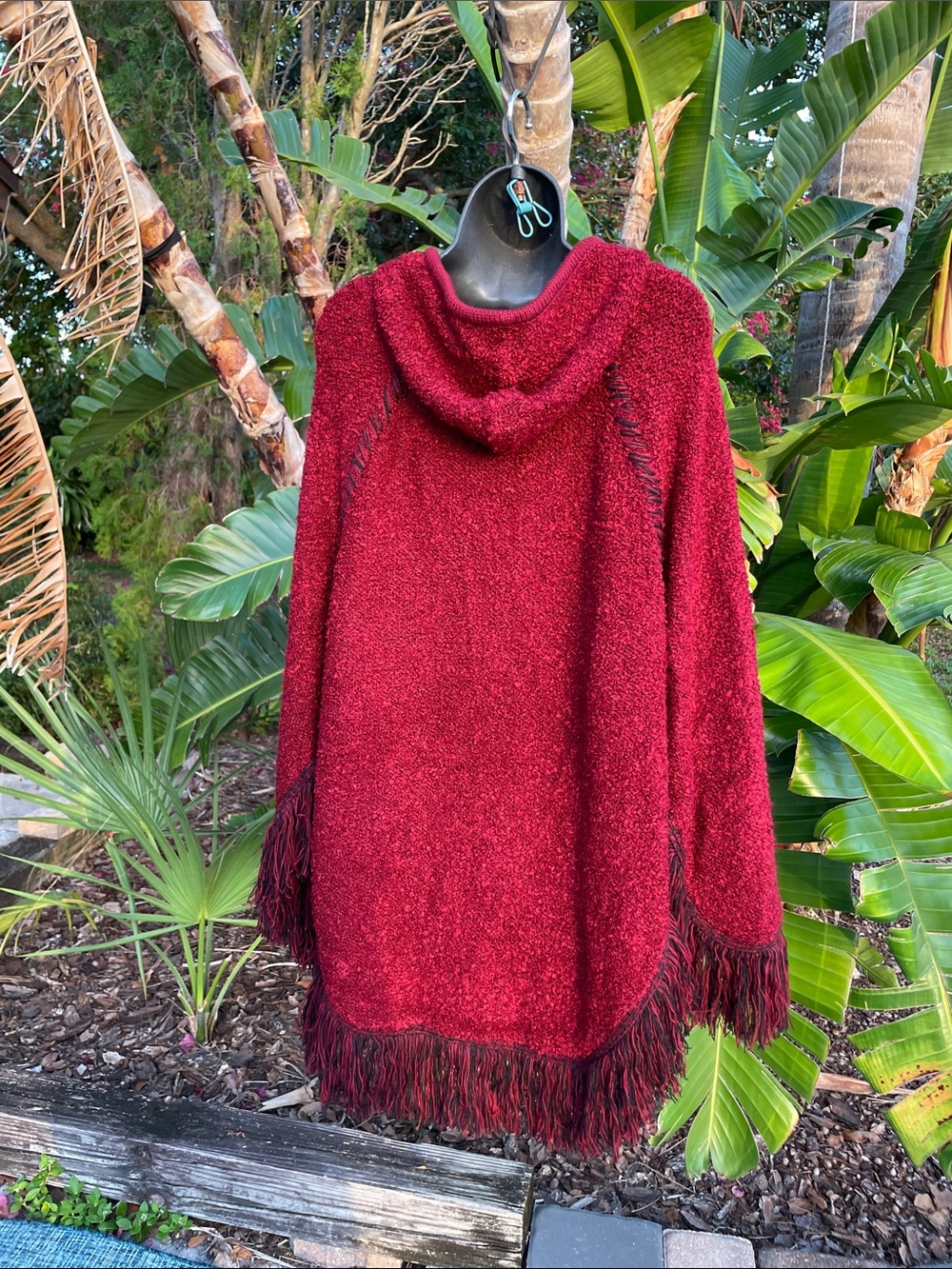 fringe bell  sleeve hooded jacket / cape by NF